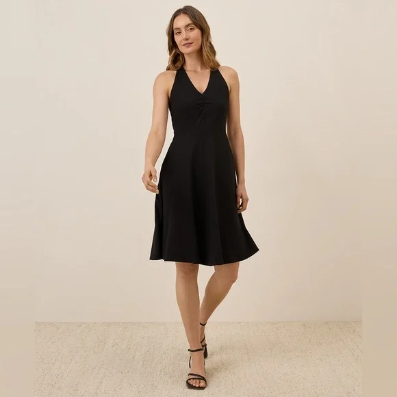 slim fit dress slacks Silvia Lace-Up Fit And Flare Midi Crepe Dress main image 1